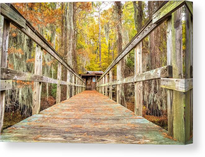 Art Photography Canvas Print featuring the photograph Canoe rental pier Caddo Lake by Geoff Mckay