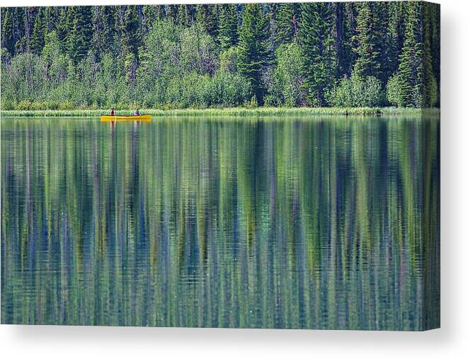 Pyramid Lake Canvas Print featuring the photograph Canoeing on Pyramid Lake by Stuart Litoff