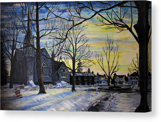 Canton Canvas Print featuring the painting Canton Park Under January Sun by Denny Morreale