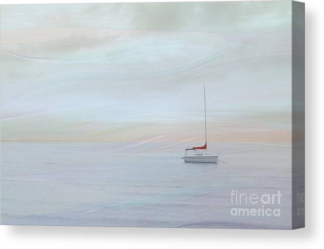 Moored Sailboat Canvas Print featuring the digital art Cape Cod Serenity by Jayne Carney