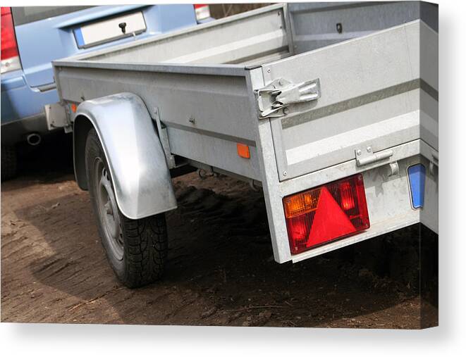 Empty Canvas Print featuring the photograph Car trailer for transport by LordRunar