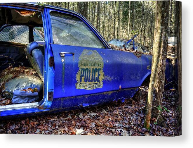 Old Car Canvas Print featuring the photograph Cartersville Police Car by Greg and Chrystal Mimbs