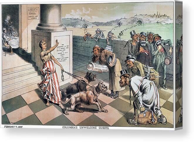 1885 Canvas Print featuring the painting Cartoon Immigration, 1885 by Granger