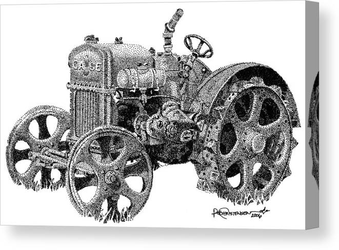 Tractor Canvas Print featuring the drawing Case Tractor by Rob Christensen