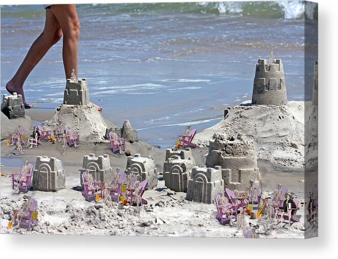 Sandcastle Canvas Print featuring the digital art Castle Kingdom by Betsy Knapp