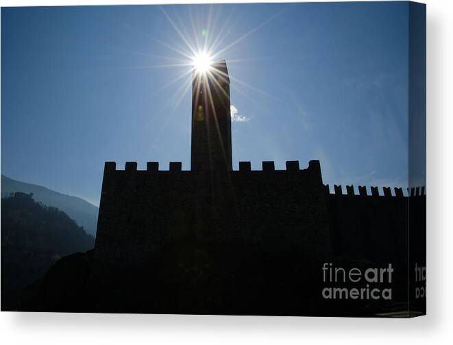 Castle Canvas Print featuring the photograph Castle with sun by Mats Silvan