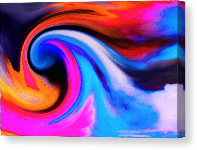  Abstract Wave Super Colorful Canvas Print featuring the painting Caught Curl by Priscilla Batzell Expressionist Art Studio Gallery