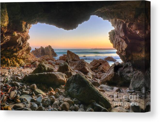 Cave Canvas Print featuring the photograph Beachside Cave by Eddie Yerkish