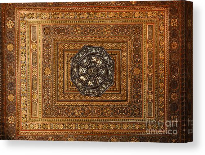 Ceiling Canvas Print featuring the photograph Ceiling in the Citadel at Aleppo Syria by Robert Preston