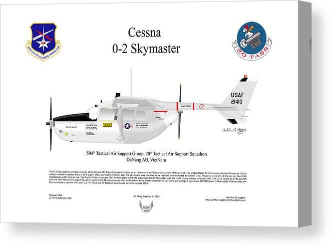 Cessna Canvas Print featuring the digital art Cessna O-2 Skymaster by Arthur Eggers