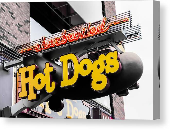 Pop Art Canvas Print featuring the photograph Charbroiled Hot Dogs by Bruce Willis