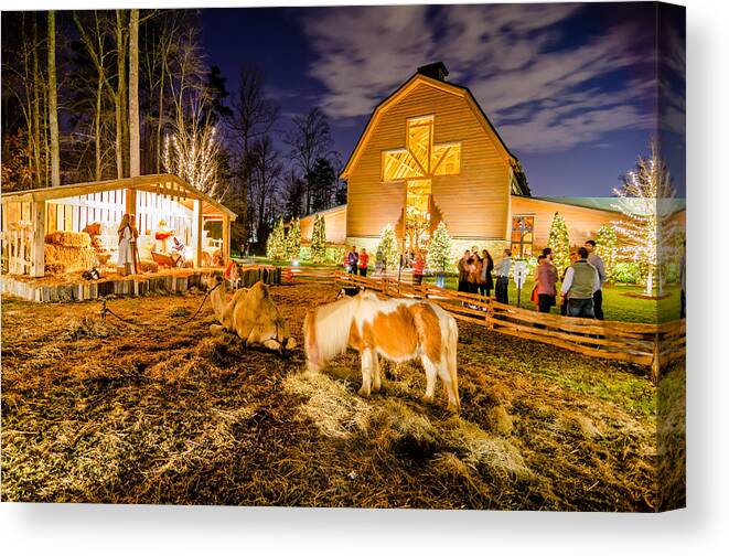 Billy Graham Parkway Canvas Print featuring the photograph Charlotte Nc Christmas Celebration At Billy Graham Library by Alex Grichenko