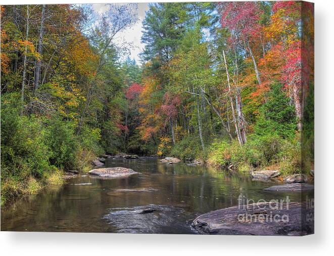 Chauga River Canvas Print featuring the photograph Chauga River fall scenic by Ules Barnwell