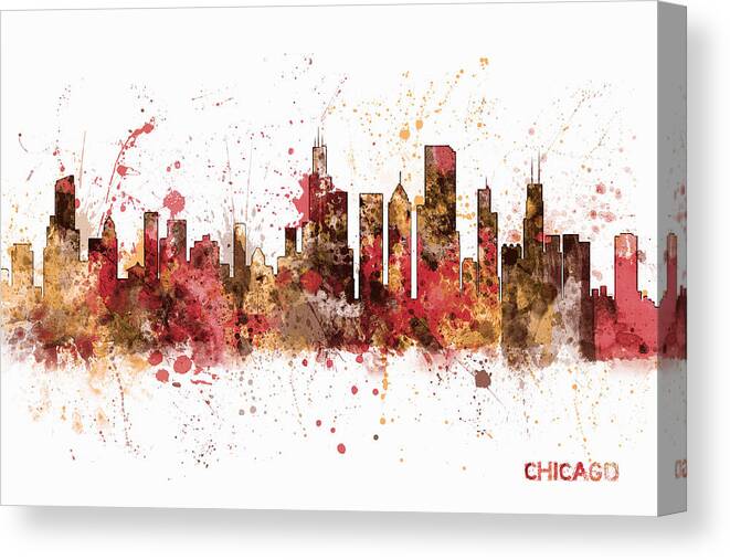 Chicago Canvas Print featuring the digital art Chicago Illinois Skyline by Michael Tompsett