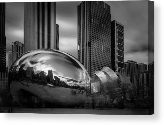 Chicago Canvas Print featuring the photograph Cloud Gate aka Bean in Black and White by Jonas Luis