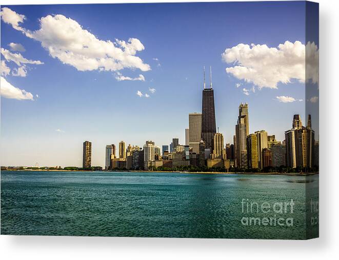 2012 Canvas Print featuring the photograph Chicago Skyline and Chicago Lakefront by Paul Velgos