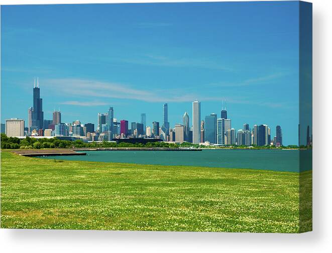 Lake Michigan Canvas Print featuring the photograph Chicago Skyline, Lake Michigan, And by Davel5957