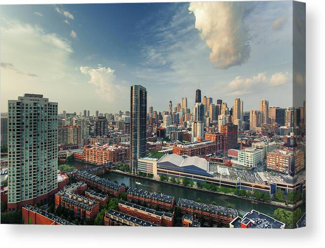 Tranquility Canvas Print featuring the photograph Chicago Sunset, July 8th, 2012 by Photography By Aurimas Adomavicius