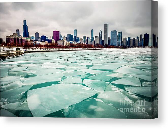 America Canvas Print featuring the photograph Chicago Winter Skyline by Paul Velgos