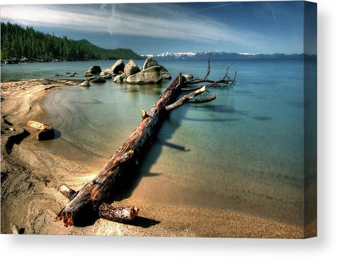 Tranquility Canvas Print featuring the photograph Chimney Beach, Lake Tahoe by Photo ©tan Yilmaz
