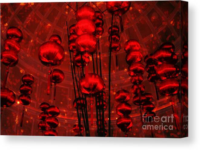 Abstract Canvas Print featuring the photograph Chinese Lanterns by Julie Lueders 