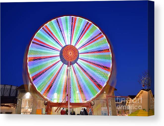 Christmas Canvas Print featuring the photograph Christmas Ferris Wheel by George Atsametakis