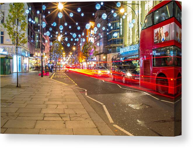 Christmas Canvas Print featuring the photograph Christmas in London by Andrew Lalchan