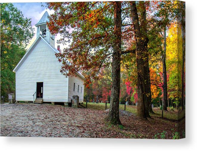 Church Canvas Print featuring the photograph Church in Fall by Mary Almond