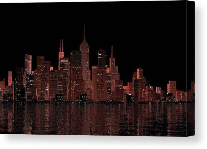 City Canvas Print featuring the digital art Chicago City Dusk by Louis Ferreira
