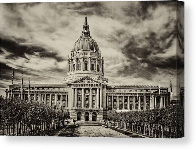 San Francisco Canvas Print featuring the photograph City Hall Antiqued Print by Diana Powell