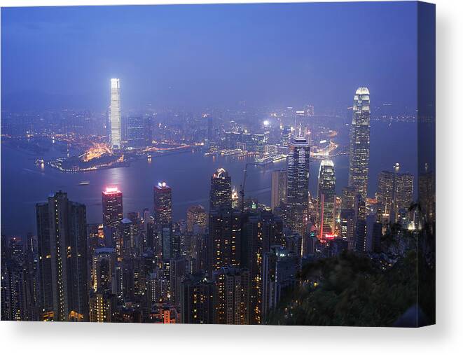 Kowloon Canvas Print featuring the photograph City of Haze by Afrison Ma