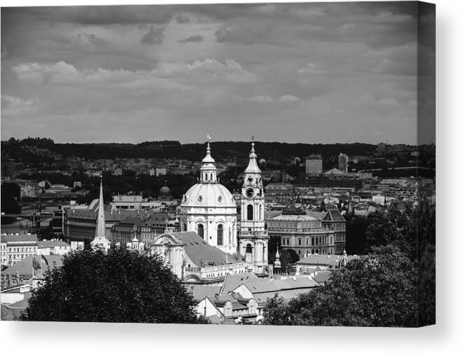 Prague Canvas Print featuring the photograph City of Prague in black and white by Matthias Hauser