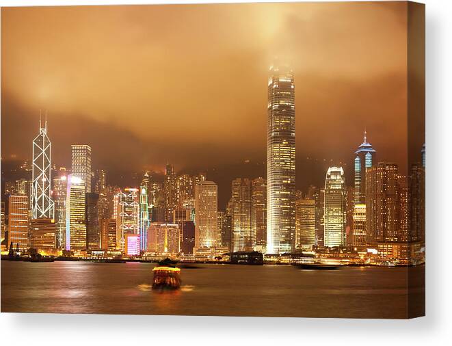 Chinese Culture Canvas Print featuring the photograph Cityscape Of Hongkong by Thirty three