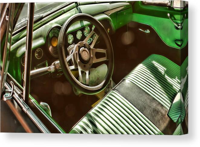 Car Interior Canvas Print featuring the photograph Classic Car Restored Ford by Cathy Anderson
