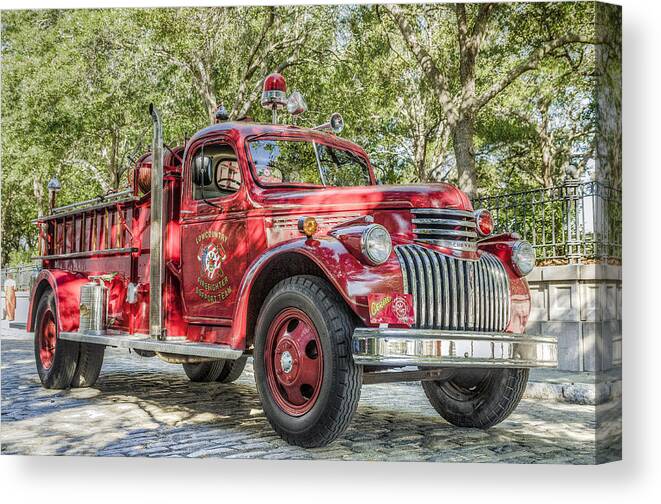 Fire Canvas Print featuring the photograph Classic Chevy Fire Truck by DCat Images