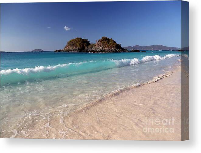 Trunk Bay; Virgin Islands; Paradise; Best Place In The World; R& R; Beach; Sand And Surf; Take Me Away; Vacation; It Doesn't Get Much Better Than This Canvas Print featuring the photograph Trunk Bay In Motion by Betty Morgan