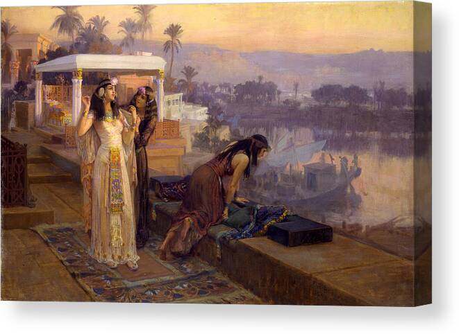 Frederick Arthur Bridgman Canvas Print featuring the painting Cleopatra on the Terraces of Philae by Frederick Arthur Bridgman