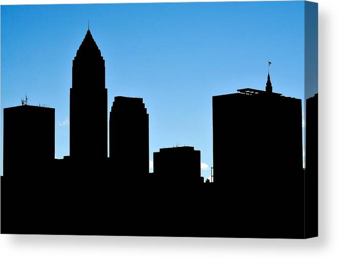 Cleveland Canvas Print featuring the photograph Cleveland in Silhouette by Frozen in Time Fine Art Photography