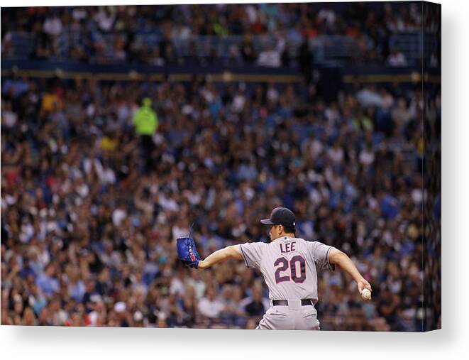 American League Baseball Canvas Print featuring the photograph Cleveland Indians V Tampa Bay Rays by Brian Blanco