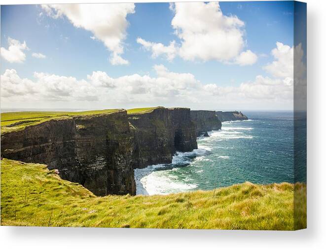 Tranquility Canvas Print featuring the photograph Cliffs Of Moher, Liscannor, County by Kevin Kozicki