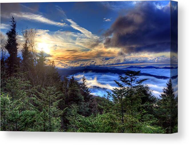 Nature Canvas Print featuring the photograph Clingman's Dome Sunset by Doug McPherson