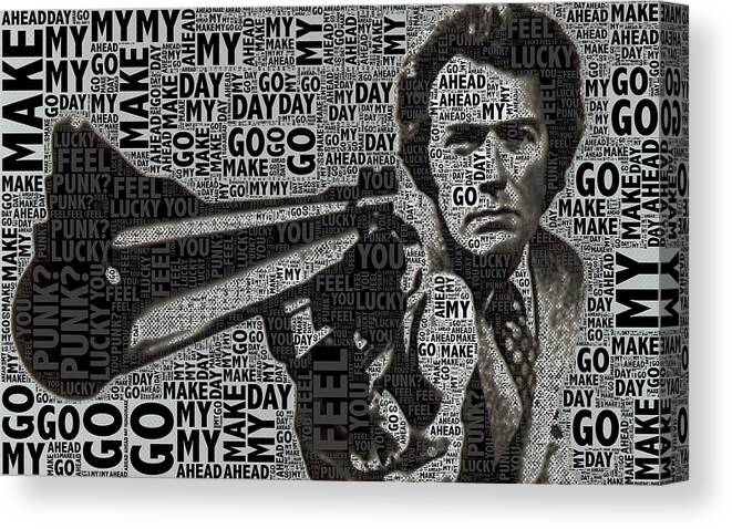 Clint Eastwood Canvas Print featuring the photograph Clint Eastwood Dirty Harry by Tony Rubino