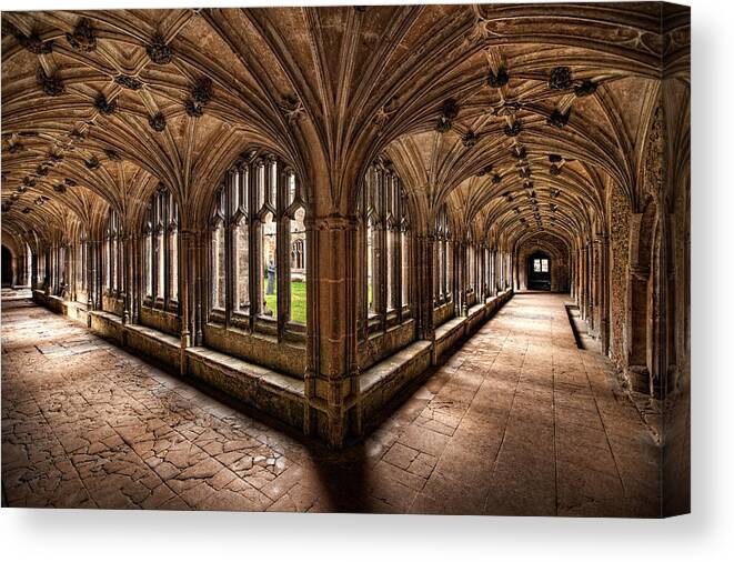 Lacock Abbey Canvas Print featuring the photograph Cloisters at Lacock Abbey by Ian Good