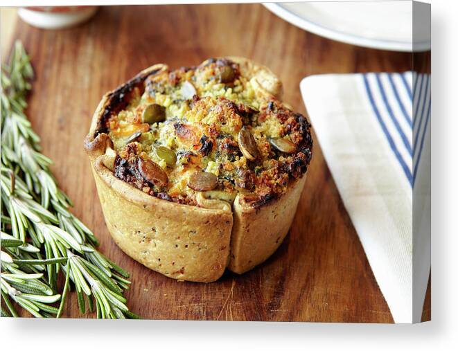 Rosemary Canvas Print featuring the photograph Close Up Of Baked Vegetable Tart by Debby Lewis-harrison