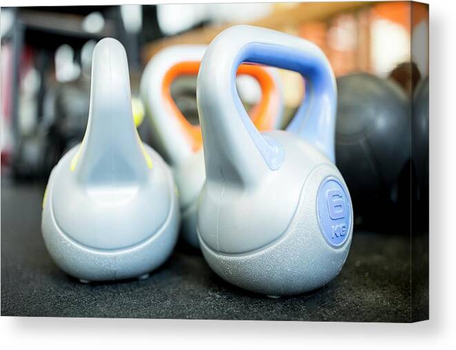 Cardiovascular Exercise Canvas Print featuring the photograph Close-up Of Kettlebell by Science Photo Library