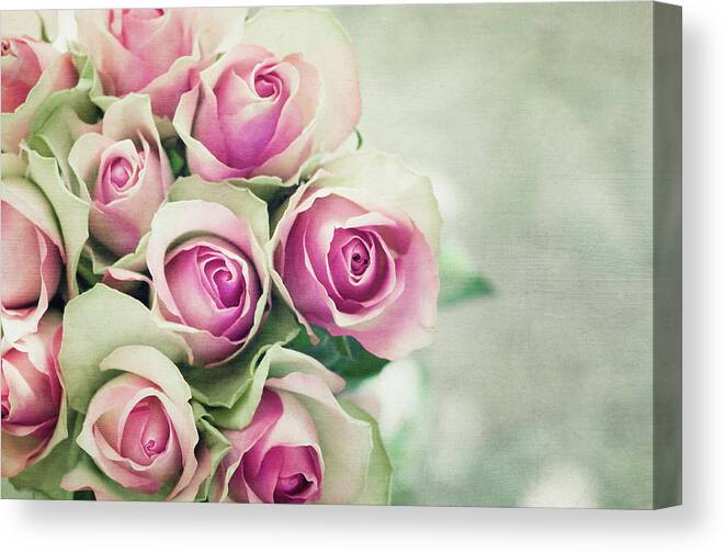 Outdoors Canvas Print featuring the photograph Close Up Of Pink Roses Bouquet by Marta Nardini