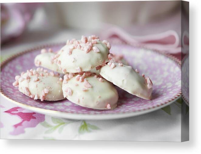 West Yorkshire Canvas Print featuring the photograph Close Up Of Plate Of Cookies by Debby Lewis-harrison