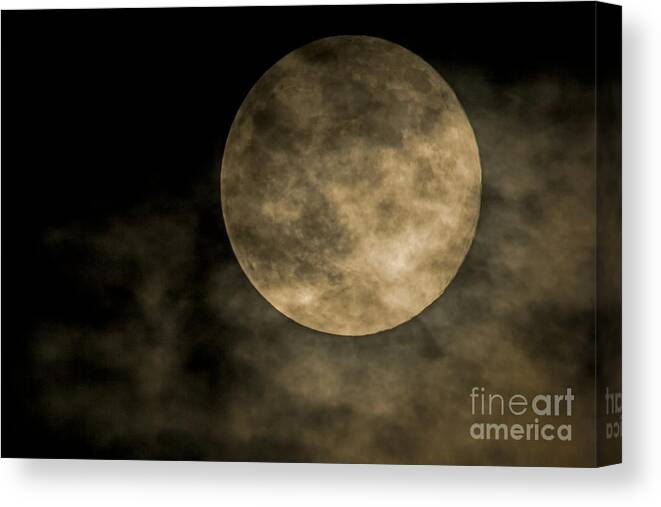 Anvas Prints Canvas Print featuring the photograph Cloudy Moon by Dave Bosse