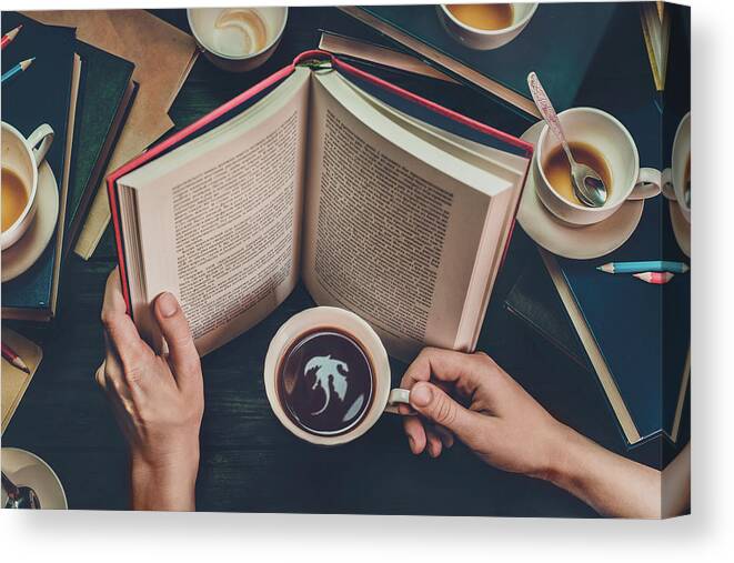 Read Canvas Print featuring the photograph Coffee For Dreamers by Dina Belenko