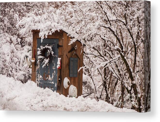 Outhouse Canvas Print featuring the photograph Cold Outhouse by Jane Axman